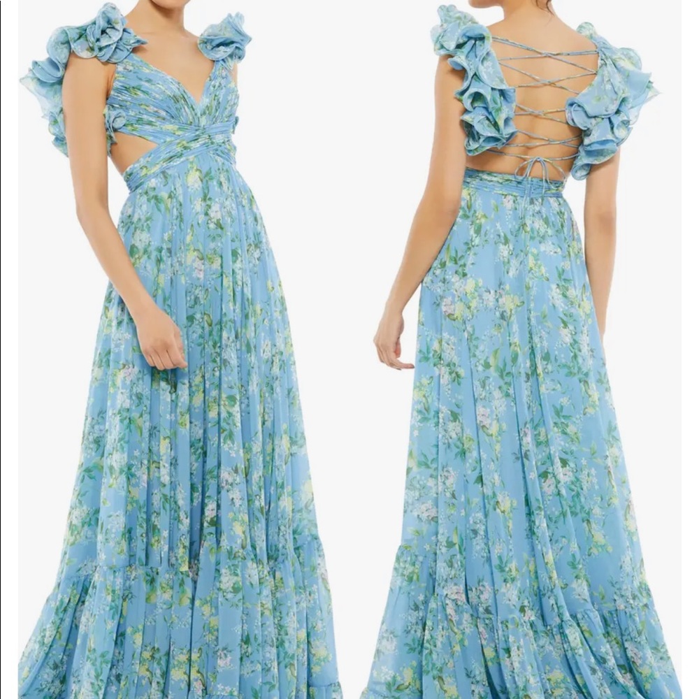 Mac duggal Floral Chiffon Cutout Ballgown